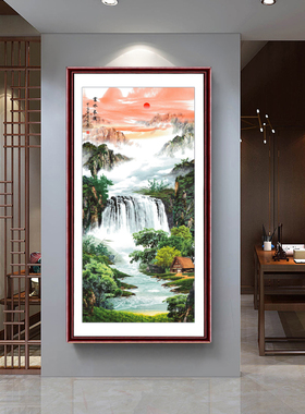 自粘墙纸办公室富水长流无框画