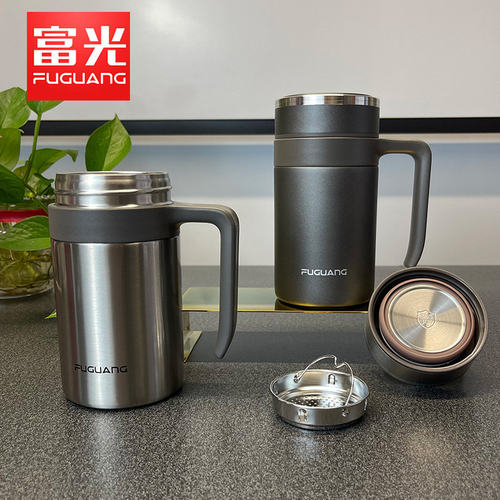 富光保温杯带把手泡茶杯过滤网商务大容量水杯男女士办公杯子刻字