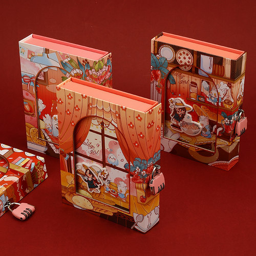 32K可爱创意密码本带锁日记本