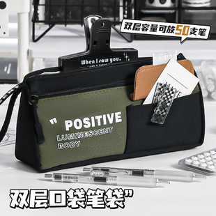 笔袋男孩子大容量多层口袋潮酷文具盒高颜值男生男款帆布铅笔袋初高中生一年级男童铅笔盒小学生用2025年新款