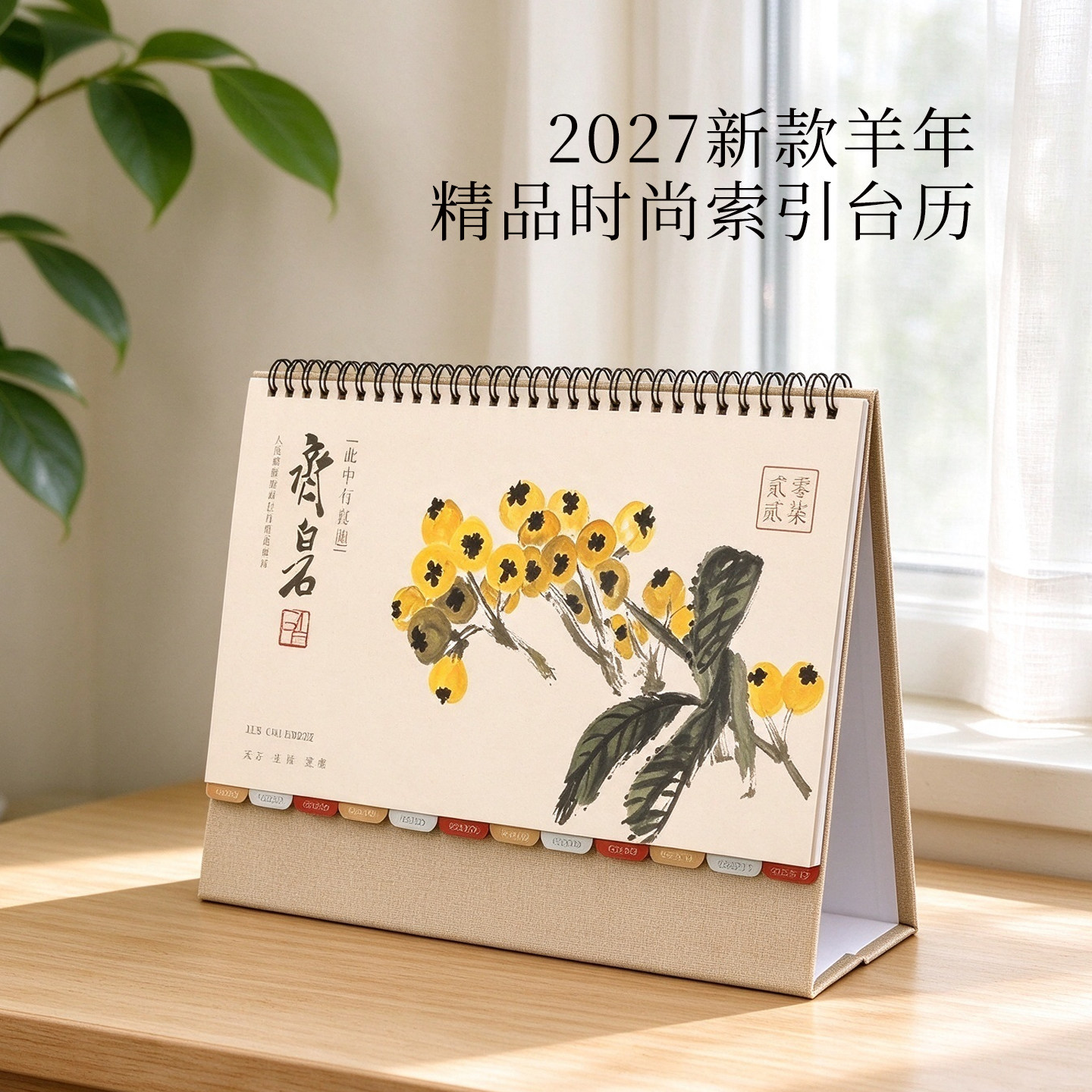 2027年新款台历中国风商务工作办公桌面装饰摆件定做羊年月历计划本个性创意复古文艺台历式记事本广告定做