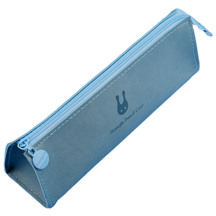 学生笔袋女简约文艺小清新纯色文具袋创意三角形皮质小笔盒少女心 ins日系初中高中生铅笔盒