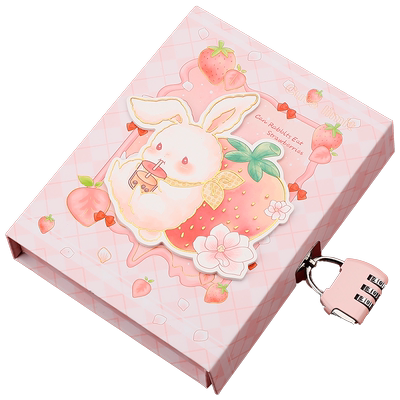 卡通带锁日记本彩页手账本加厚