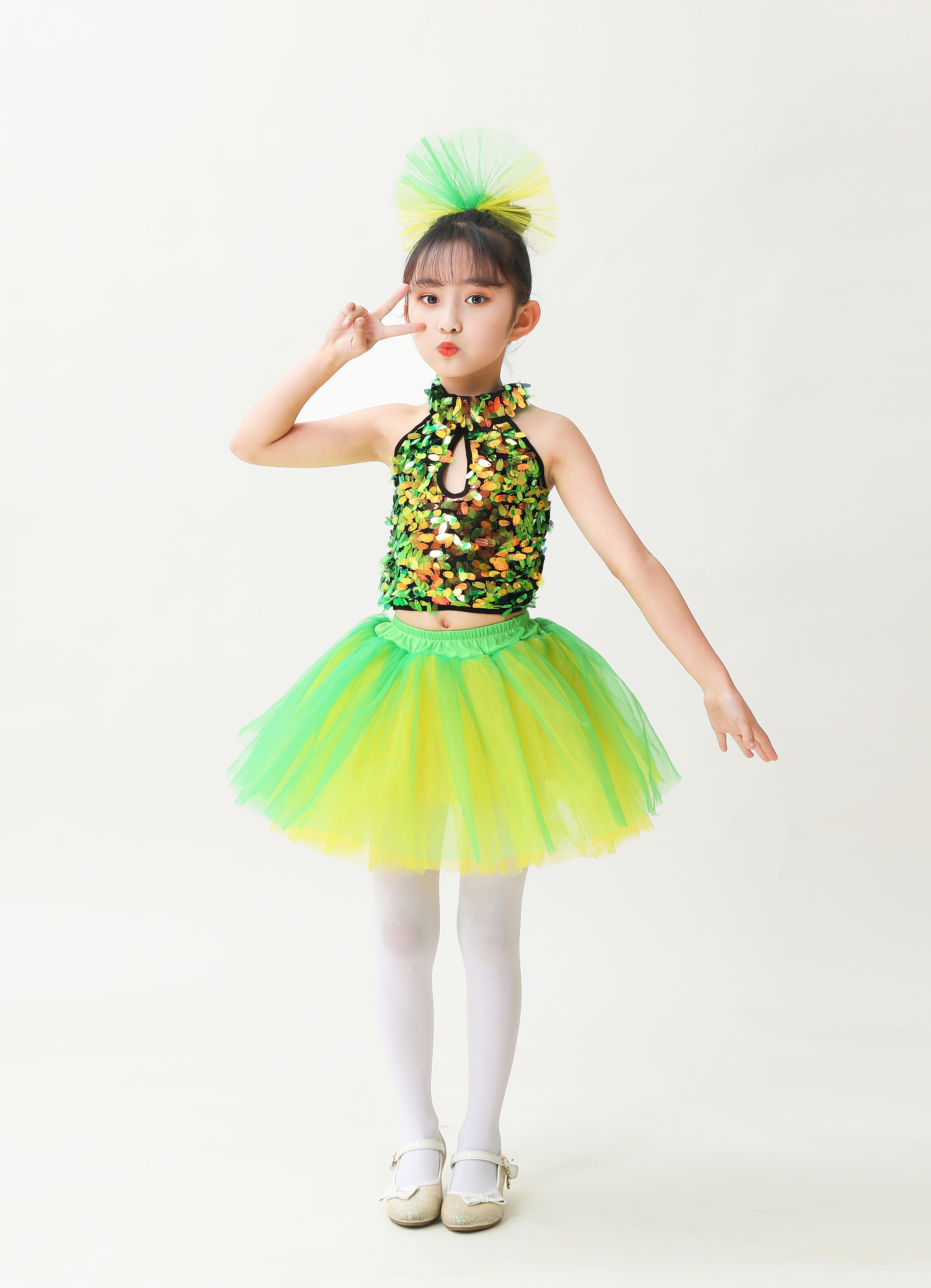 新款六一儿童演出服蓬蓬裙幼儿园表演服纱裙女童公主裙可爱舞蹈服