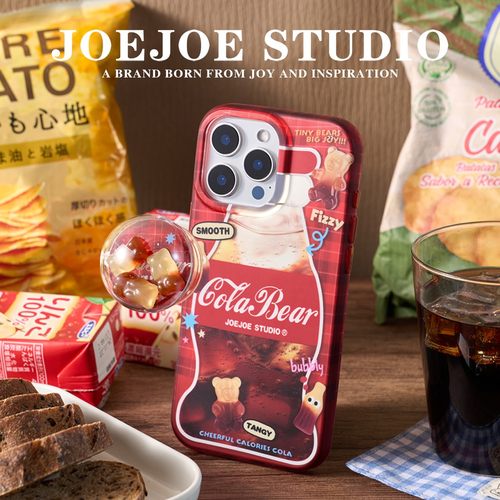 JOEJOE原创可乐熊适用苹果17Pro磨砂面手机壳iPhone17pro max双层16Pro保护壳15高级感14保护套镭射小熊糖13