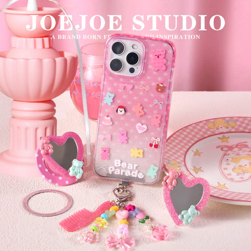 JOEJOE原创波点熊熊适用Apple17Pro苹果iphone17proMax亮面手机壳16Pro磁吸支架保护壳15手机套小熊糖14/13