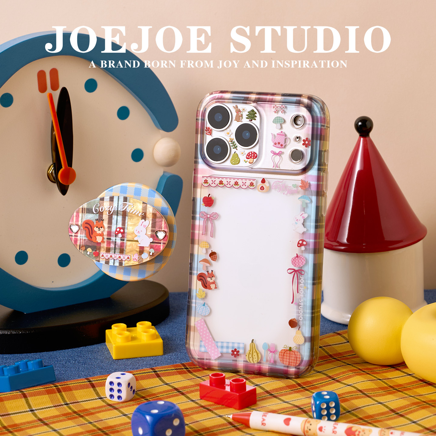 JOEJOE原创Cozy Time烫金适用Apple17Pro苹果iphone17proMax亮面透明手机壳16Pro磁吸支架保护壳15蝴蝶结