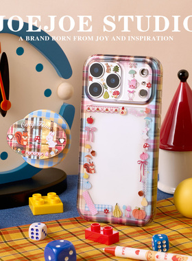 JOEJOE原创Cozy Time适用Apple17Pro苹果iphone17proMax亮面透明手机壳16Pro磁吸支架保护壳15蝴蝶结