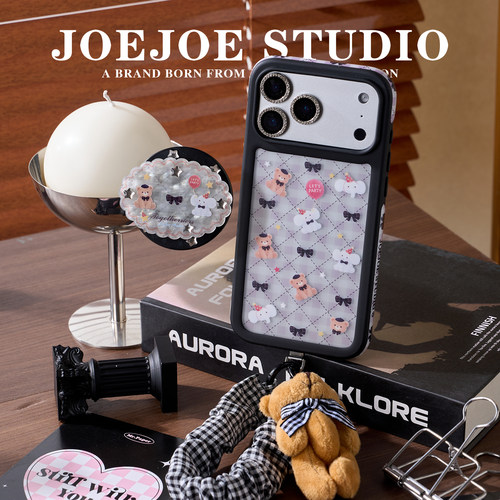 JOEJOE原创Bear Ellie适用Apple17Pro苹果iphone17proMax手机壳16Pro新款女15磁吸支架保护壳14格纹小熊小象