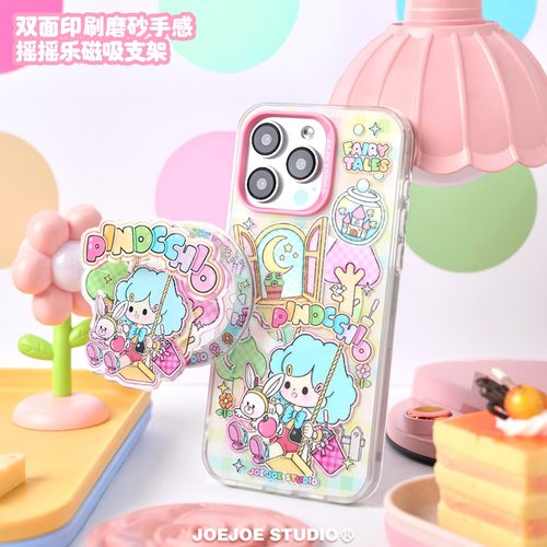 JOEJOE原创匹诺曹秋千适用14Pro苹果iPhone15promax磁吸magsafe手机壳13小清新12春天15保护套高级感手机套