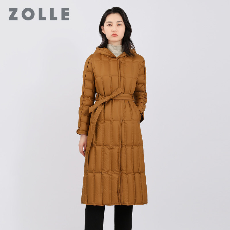 ZOLLE因为秋冬新款纯色简约羽绒服中长款显瘦外套保暖气质大衣
