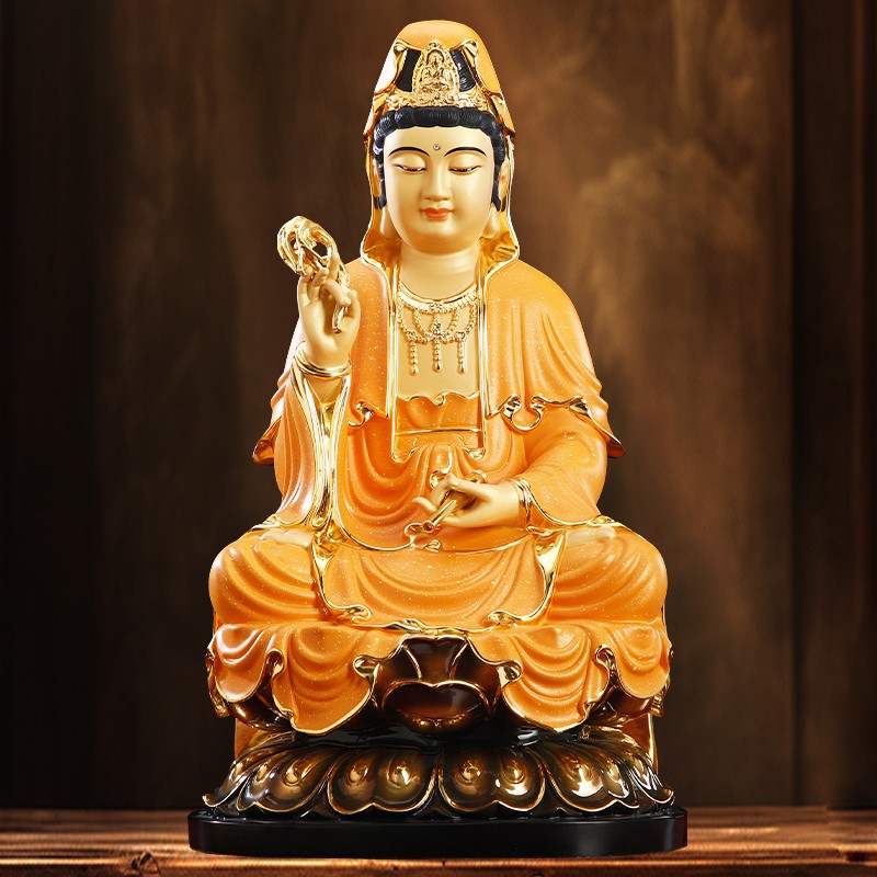 台湾全铜鎏金观音菩萨佛像供奉观音佛像家用观世音菩萨像寺庙摆件