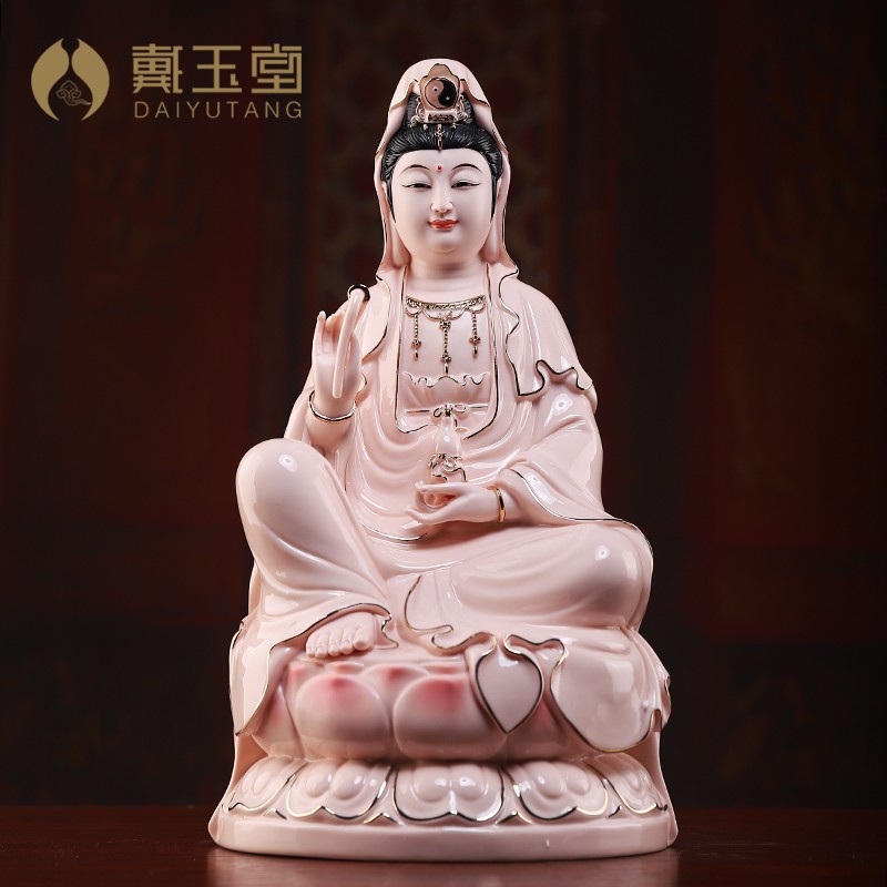 陶瓷摆饰慈航真人神像普渡圆通自在天尊观音菩萨像家用供奉