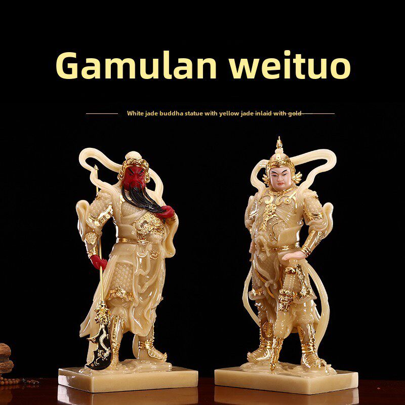 汉白玉伽蓝韦陀佛像关公雕像韦陀护法天尊家用寺庙供奉韦驮像摆件