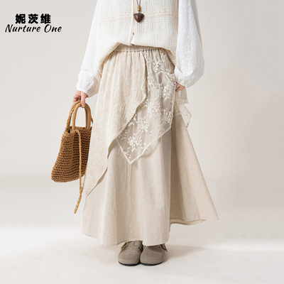 麻色不规则多层量感半身裙女长裙