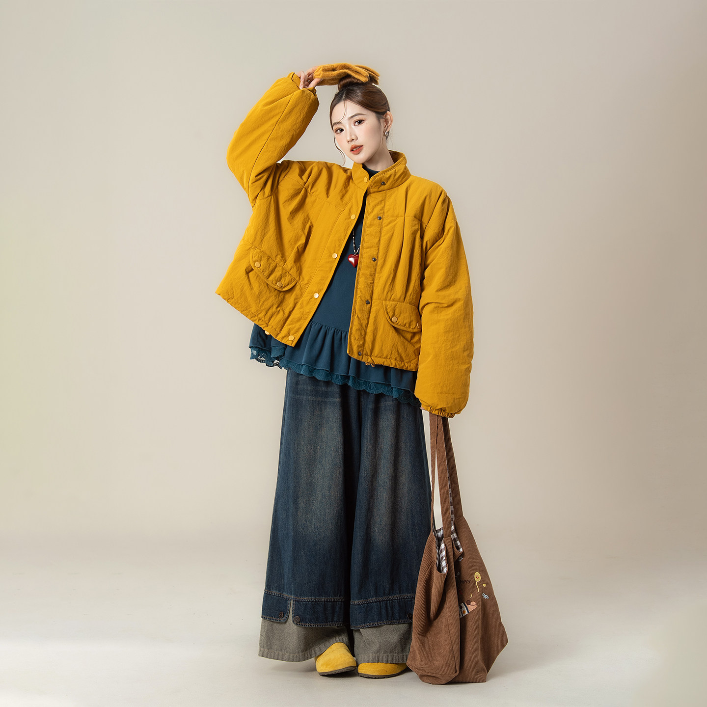 黄色日系立领单排扣棉服短外套女冬季新款加厚宽松休闲百搭上衣,女装/女士精品,棉衣/棉服,淘宝优惠券,粉丝福利购,淘宝优惠卷