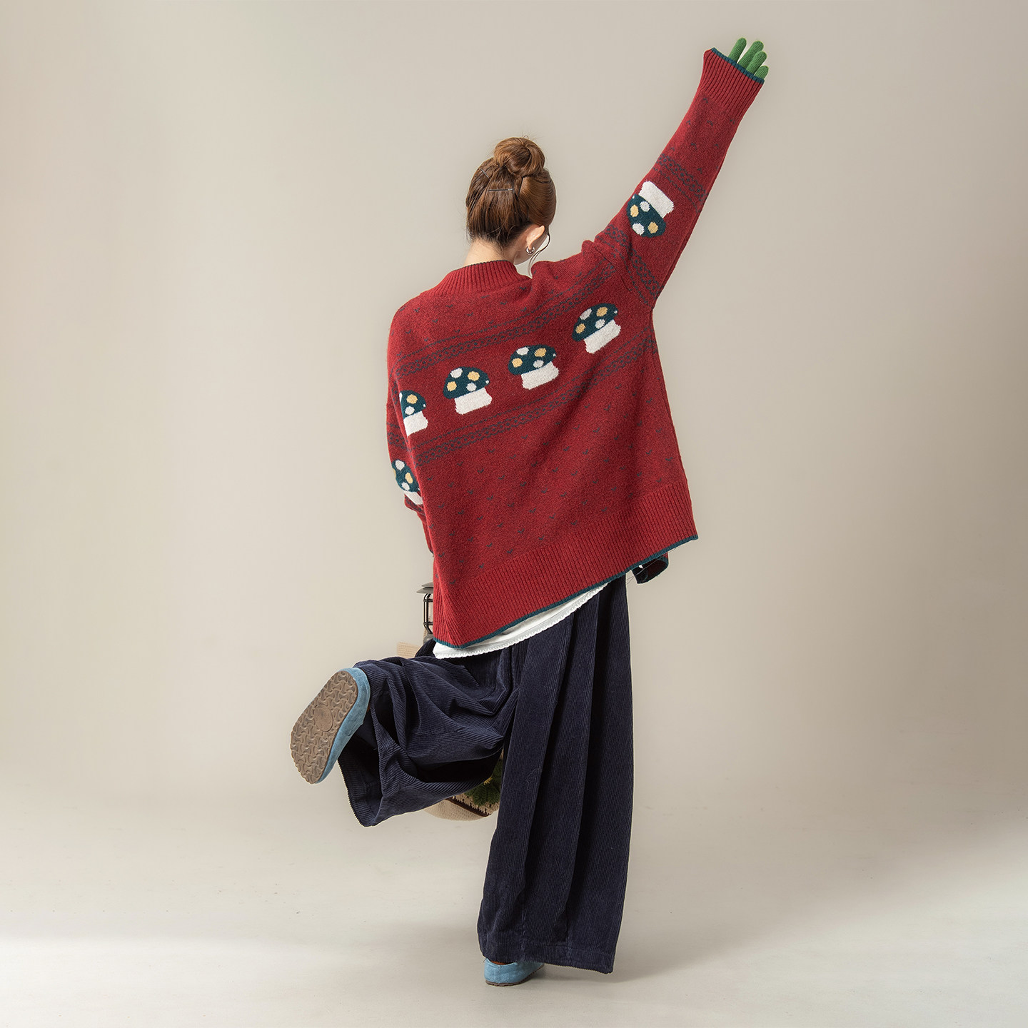 红色日系复古提花立领外套针织开衫女春秋新款加厚费尔岛毛衣上衣,女装/女士精品,毛衣,淘宝优惠券,粉丝福利购,淘宝优惠卷