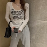 Белая футболка, приталенный лонгслив, коллекция 2022, с рукавом