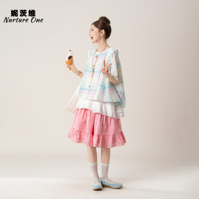 多巴胺背心女叠穿T恤短裙套装