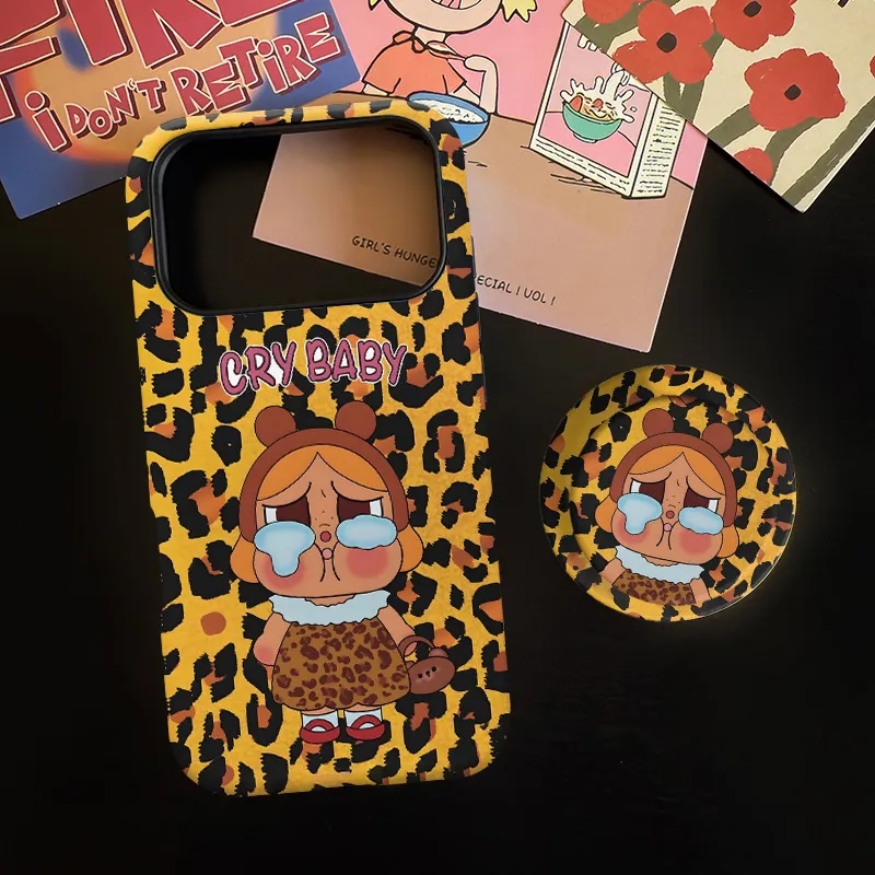 新款豹纹哭娃磁吸磨砂适用iPhone17ProMax手机壳16苹果air华为mate70pura80+保护套15支架oppo软胶小米vivo