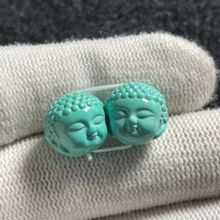 原矿绿松石宝宝佛头如来佛弥勒吊坠背云侧挂弟子珠DIY佩珠散珠