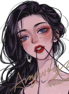 安妮薇的画anyway原创头像定制插画照片转手绘情侣q版暗黑美漫风
