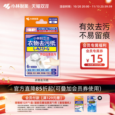 小林制药衣物去污便携湿巾应急