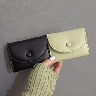 韩版纯色豆豆卡包女简约百搭多功能银行卡收纳包名片夹搭扣零钱包