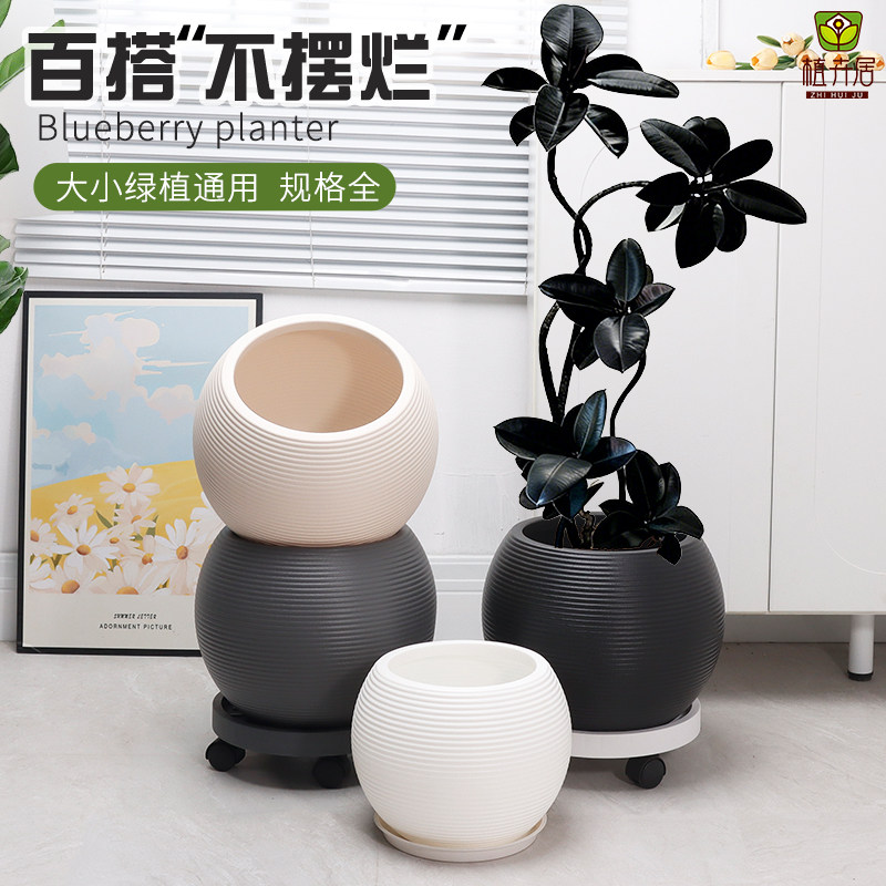 植卉居北欧高颜值圆球形花盆客厅落地黑金刚橡皮树大口径树脂花盆,鲜花速递/花卉仿真/绿植园艺,花盆,淘宝优惠券,粉丝福利购,淘宝优惠卷