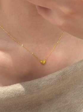 中古超闪锆石爱心吊坠锁骨链
