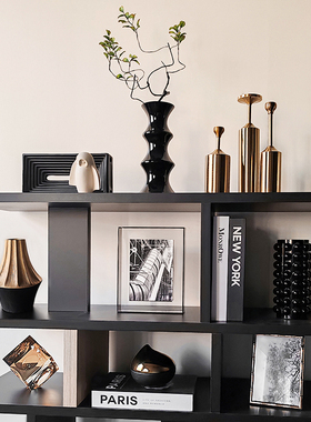 浴舍 轻奢风黑金书柜装饰摆件高级感客厅酒柜电视柜家居装饰品