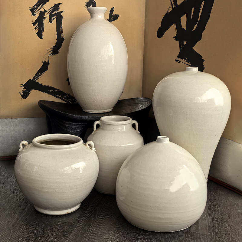 浴舍 轻奢风陶瓷花瓶客厅新中式插花花器民宿禅意陶罐装饰大摆件