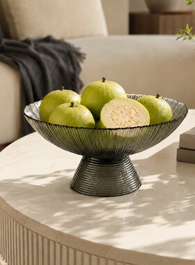 浴舍 轻奢玻璃果盘北欧现代零食糖果盘创意客厅茶几家用果盆摆件