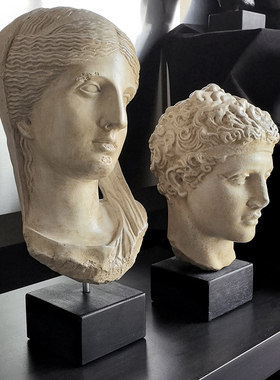 浴舍 欧式复古希腊艺术头像雕塑摆件中古客厅酒店玄关家居装饰品