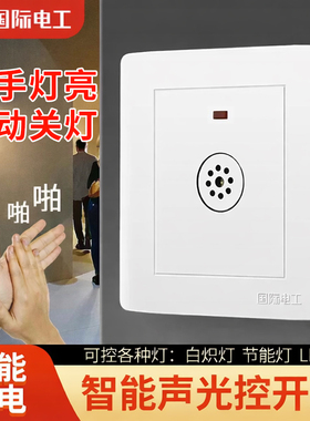 86型暗装二线声光控楼道感应延时白炽节能led灯220V声控开关面板