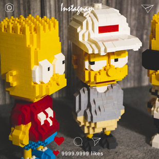 辛普森微小颗粒成人高难度拼插拼图积木送男友女友情人节礼物玩具