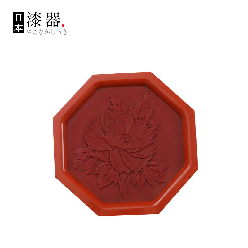 日本製 仙台堆朱大漆赏盘装饰盘子中古日式装饰画剔红老件vintage