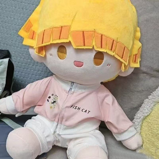 动漫鬼灭之刃同人动漫周边我妻善逸属性40cm棉花娃娃女玩偶公仔