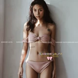 Купальник, розовый ластик, бюстгальтер пуш-ап, открытые плечи