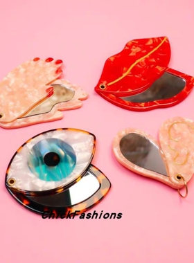 现货法国coucou suzette化妆镜子便携镜旅行可爱蓝眼睛草莓牛油果