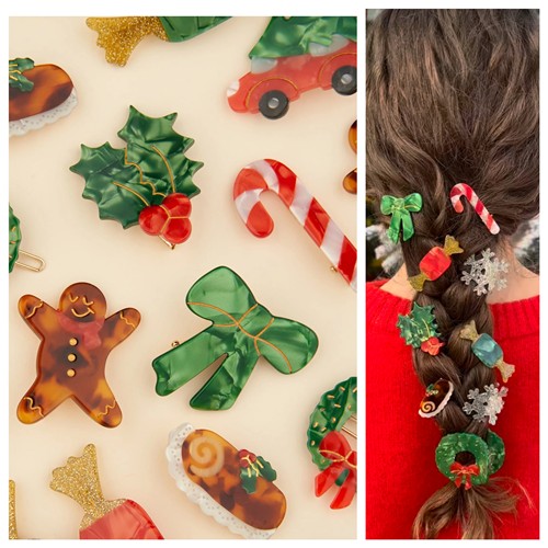 进口法国coucou suzette圣诞节冬青树枝抓夹法式趣味时尚发夹