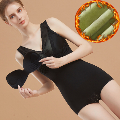 带文胸加绒收腹腰连体塑身衣保暖内衣紧身衣托胸恻收副乳紧身衣女