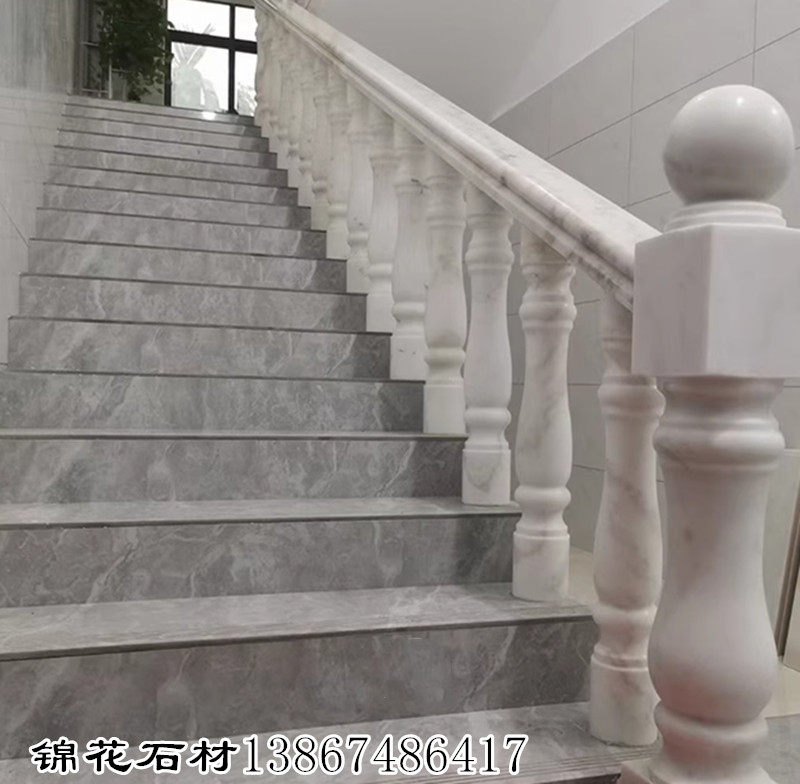 楼梯围栏杆天然大理石阳台护栏 罗马柱花瓶柱将军柱花岗岩杭
