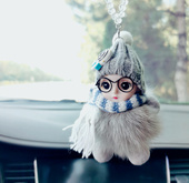 网红卡通公仔娃娃汽车后视镜挂件车内饰装 饰毛绒吊坠挂饰高级感韩