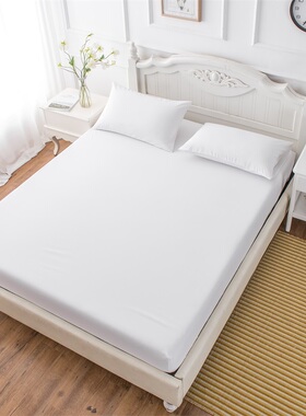 床笠纯白色加高床套床罩单件床垫套席梦思保护套罩宾馆酒店防滑套
