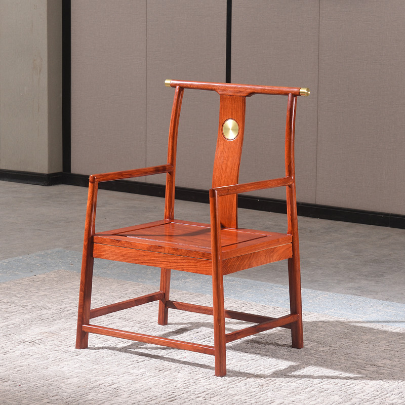 新中式红木圈椅实木太师椅刺猬紫檀家具官帽茶椅子非洲花梨木围椅