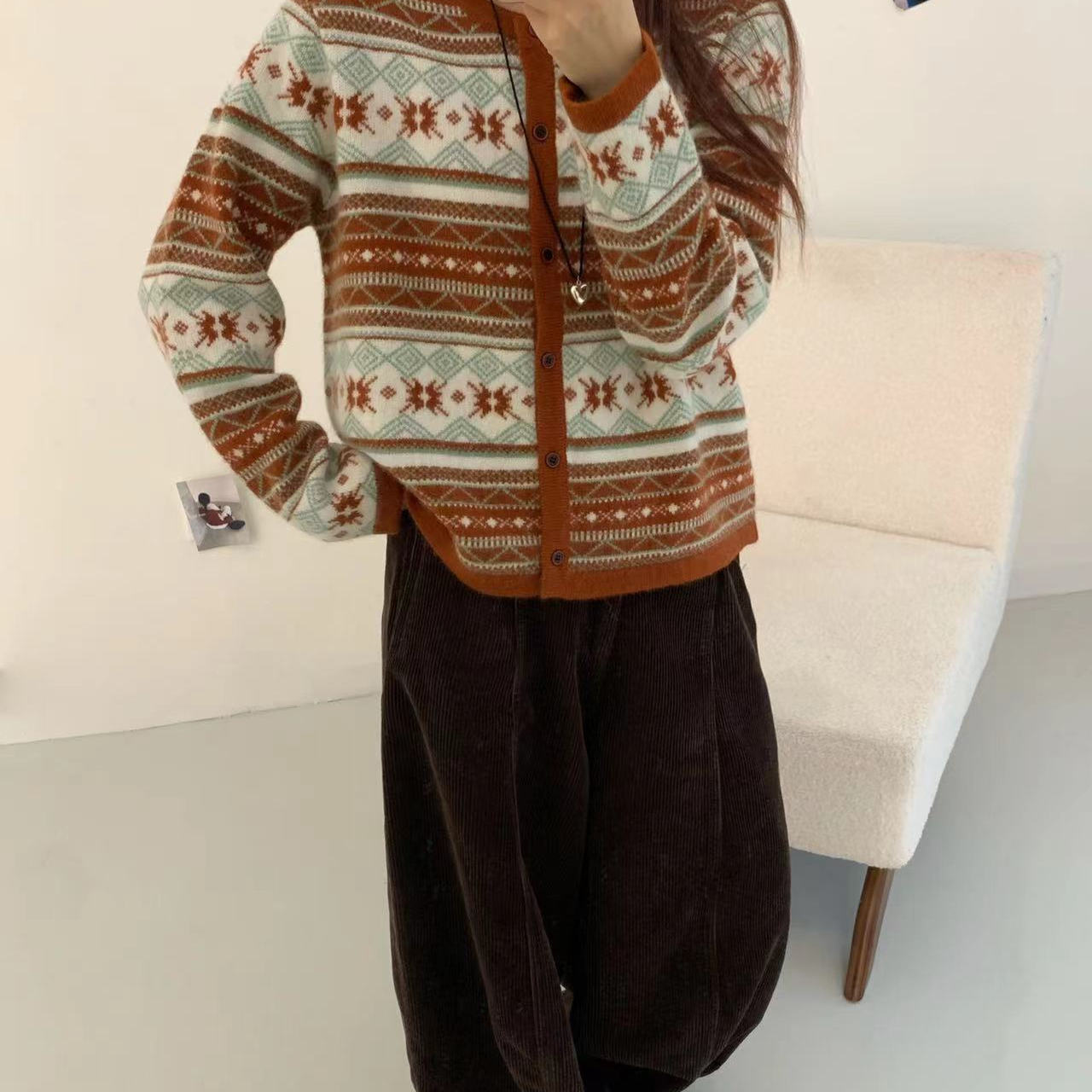 法式温柔风费尔岛复古毛衣