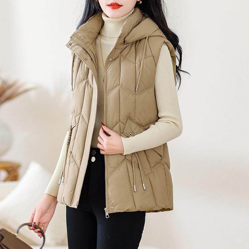 羽绒棉马甲女款外穿2024秋冬新款大码坎肩保暖马夹时尚百搭短外套