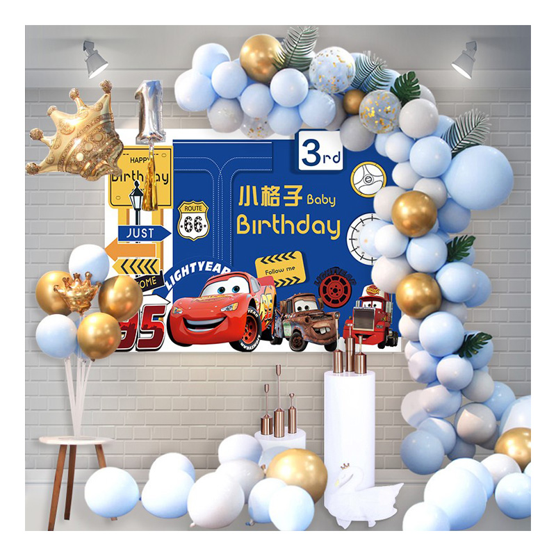 红色男孩百岁宴海报墙布置装饰