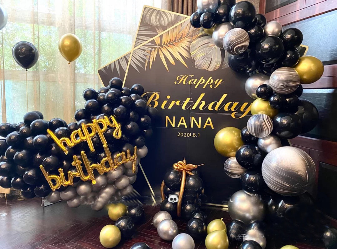 黑金背景板定制生日派对白金KT板